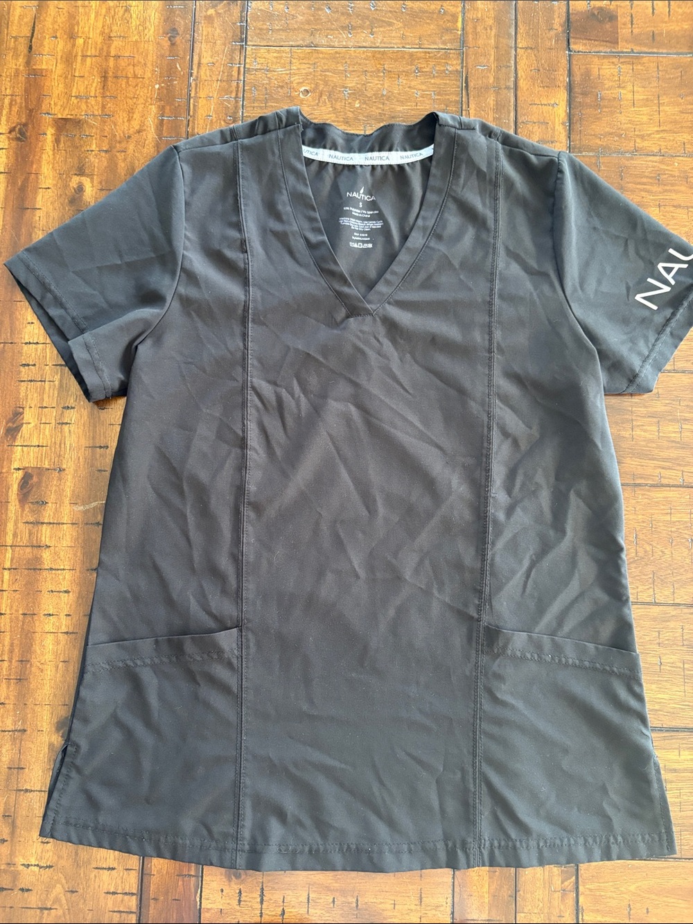 Nautica Black V-Neck Medical Scrub Top - Small